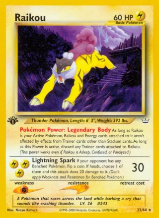Raikou #22 · Neo Revelation Pokémon card
