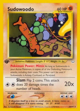 Sudowoodo #26 · Neo Revelation Pokémon card