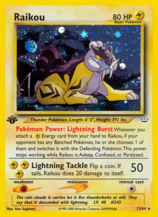 Raikou #13 · Neo Revelation Pokémon card