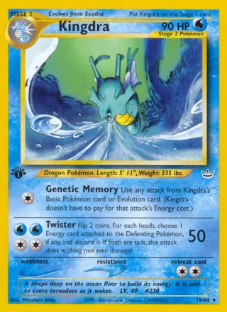 Kingdra #19 · Neo Revelation Pokémon card