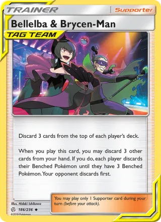 Bellelba & Brycen-Man #186 · Cosmic Eclipse Pokémon card