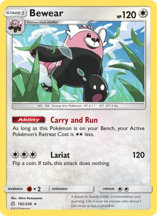 Bewear #182 · Cosmic Eclipse Pokémon card