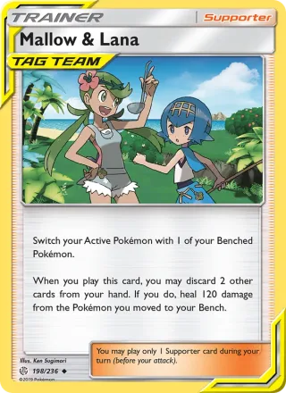 Mallow & Lana #198 · Cosmic Eclipse Pokémon card