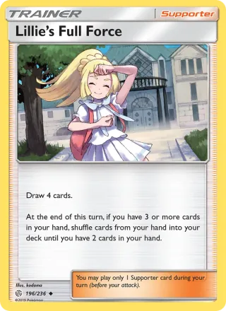 Lillie’s Full Force #196 · Cosmic Eclipse Pokémon card