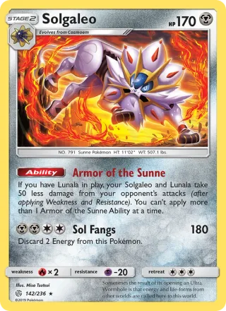 Solgaleo #142 · Cosmic Eclipse Pokémon card