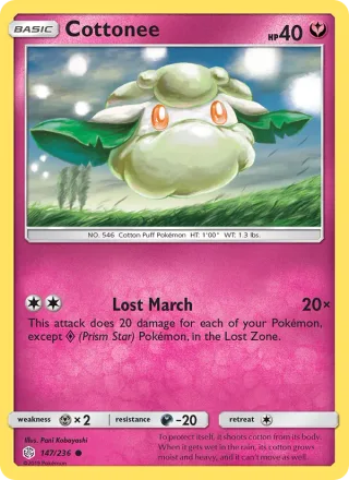 Cottonee #147 · Cosmic Eclipse Pokémon card