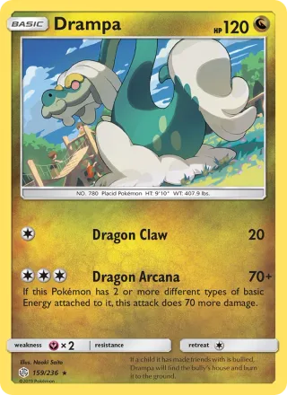 Drampa #159 · Cosmic Eclipse Pokémon card