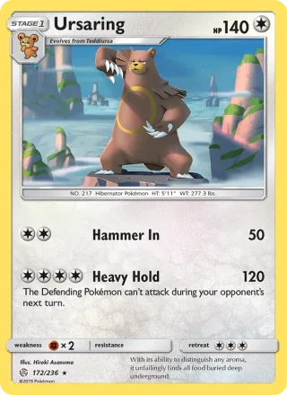 Ursaring #172 · Cosmic Eclipse Pokémon card