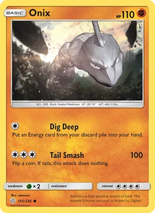Onix #105 · Cosmic Eclipse Pokémon card