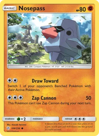 Nosepass #106 · Cosmic Eclipse Pokémon card