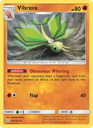 Vibrava #109 · Cosmic Eclipse Pokémon card