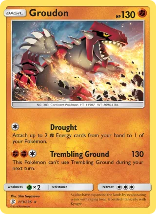 Groudon #113 · Cosmic Eclipse Pokémon card