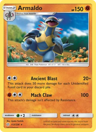 Armaldo #112 · Cosmic Eclipse Pokémon card