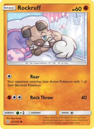 Rockruff #123 · Cosmic Eclipse Pokémon card