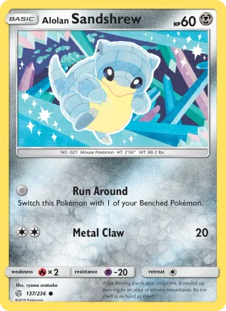 Alolan Sandshrew #137 · Cosmic Eclipse Pokémon card
