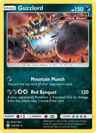 Guzzlord #136 · Cosmic Eclipse Pokémon card