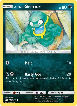 Alolan Grimer #130 · Cosmic Eclipse Pokémon card