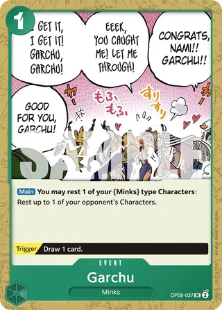 Garchu #OP08-037 · Two Legends Pre-Release Cards One Piece card