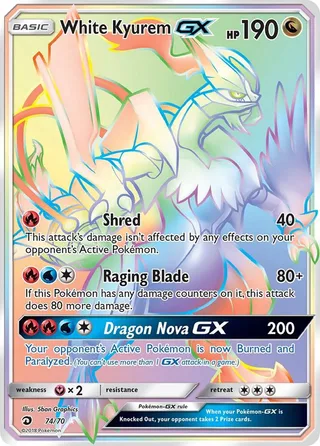 White Kyurem GX #74 · Dragon Majesty Pokémon card