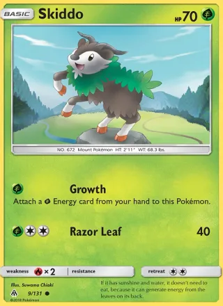 Skiddo #9 · Forbidden Light Pokémon card