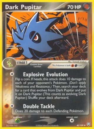 Dark Pupitar #40 · Team Rocket Returns Pokémon card