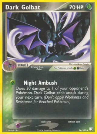 Dark Golbat #34 · Team Rocket Returns Pokémon card
