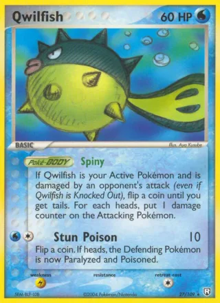 Qwilfish #27 · Team Rocket Returns Pokémon card