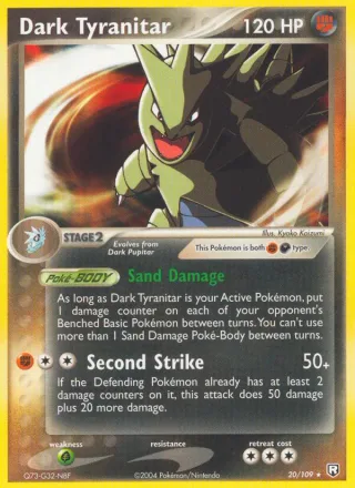 Dark Tyranitar #20 · Team Rocket Returns Pokémon card