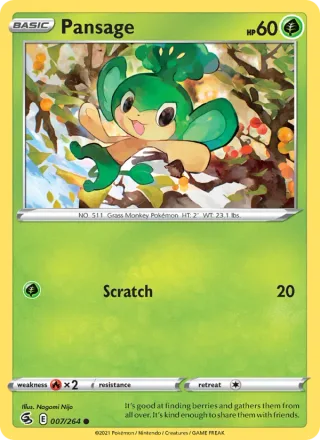 Pansage #7 · Fusion Strike Pokémon card