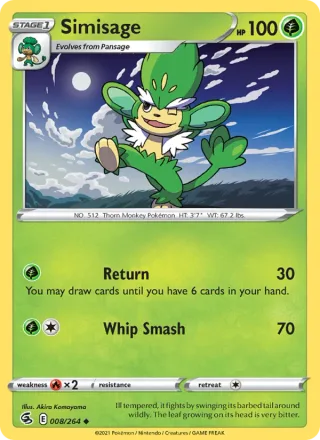 Simisage #8 · Fusion Strike Pokémon card
