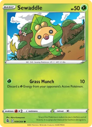 Sewaddle #9 · Fusion Strike Pokémon card