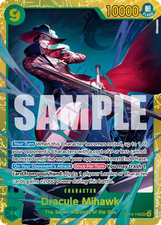 Dracule Mihawk #OP14-119 · The Azure Sea's Seven One Piece card
