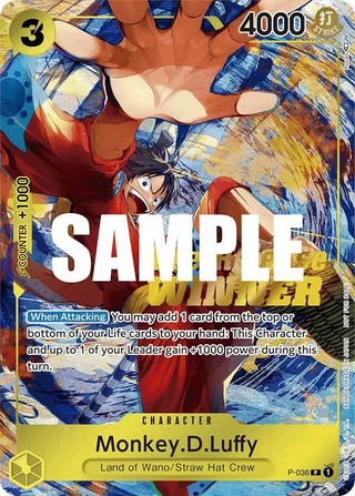 Monkey.D.Luffy (Pre-Release Tournament) (Winner) #P-036-pre-release-tournament-winner · One Piece Promotion Cards One Piece card