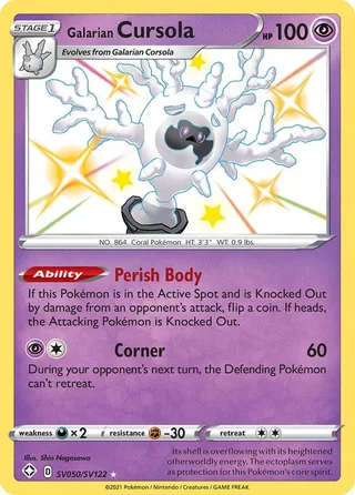 Galarian Cursola #SV050 · Shining Fates Shiny Vault Pokémon card