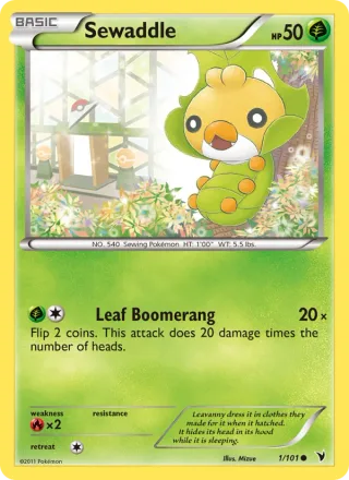 Sewaddle #1 · Noble Victories Pokémon card