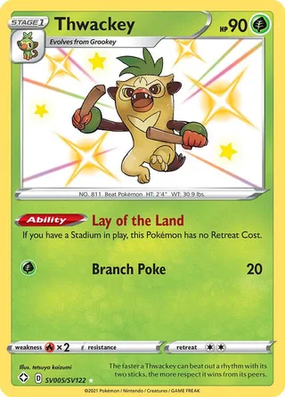 Thwackey #SV005 · Shining Fates Shiny Vault Pokémon card
