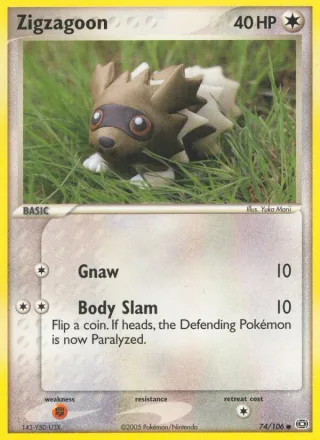 Zigzagoon #74 · Emerald Pokémon card