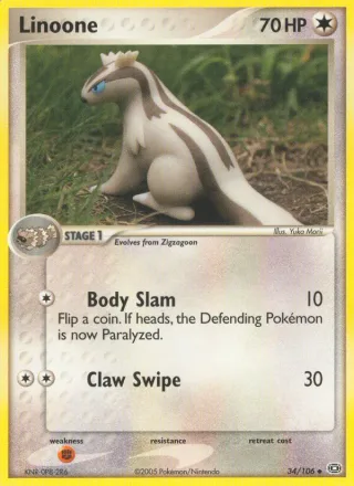 Linoone #34 · Emerald Pokémon card