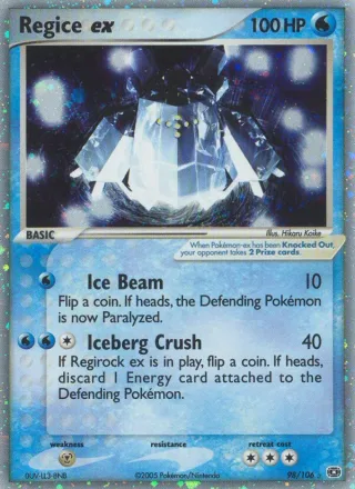 Regice ex #98 · Emerald Pokémon card