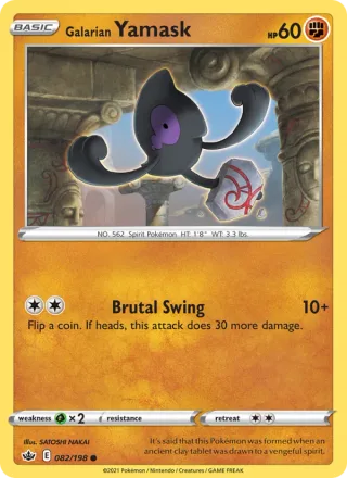 Galarian Yamask #82 · Chilling Reign Pokémon card