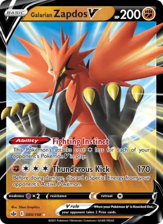 Galarian Zapdos V #80 · Chilling Reign Pokémon card
