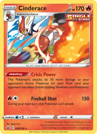 Cinderace #28 · Chilling Reign Pokémon card