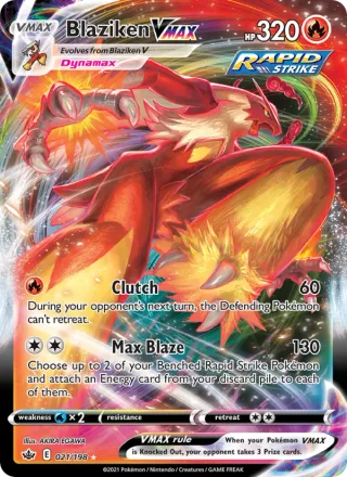 Blaziken VMAX #21 · Chilling Reign Pokémon card