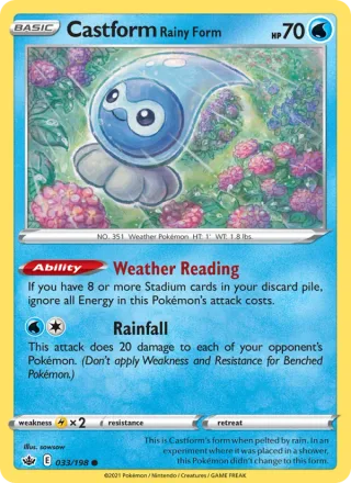 Castform Rainy Form #33 · Chilling Reign Pokémon card