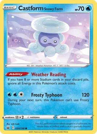 Castform Snowy Form #34 · Chilling Reign Pokémon card