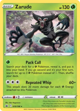 Zarude #19 · Chilling Reign Pokémon card