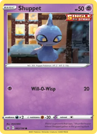 Shuppet #62 · Chilling Reign Pokémon card