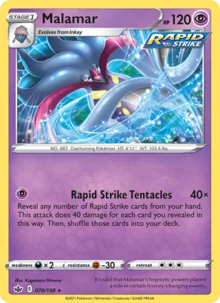 Malamar #70 · Chilling Reign Pokémon card