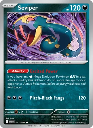 Seviper #062 · Phantasmal Flames Pokémon card