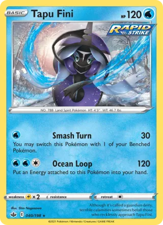Tapu Fini #40 · Chilling Reign Pokémon card